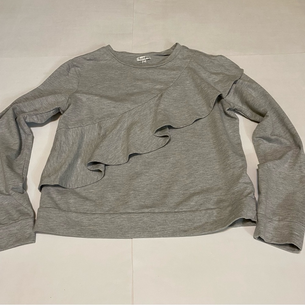 ❤️love, Fire Gray Ruffled Sweatshirt - Picture 3 of 11